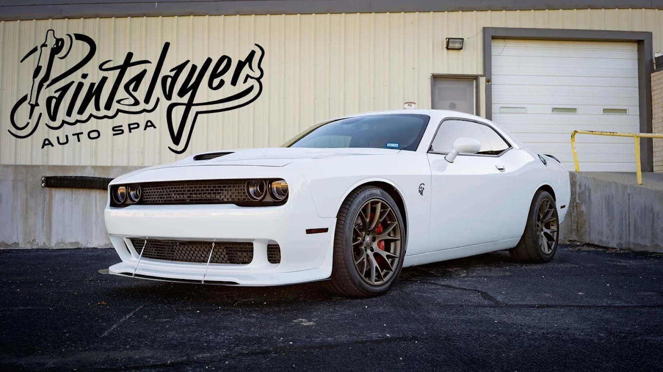 White Dodge Challenger with PPF protection
