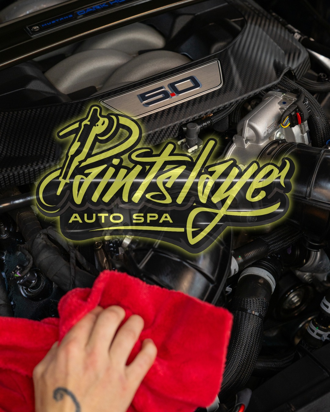 Engine bay detail showing attention to every surface