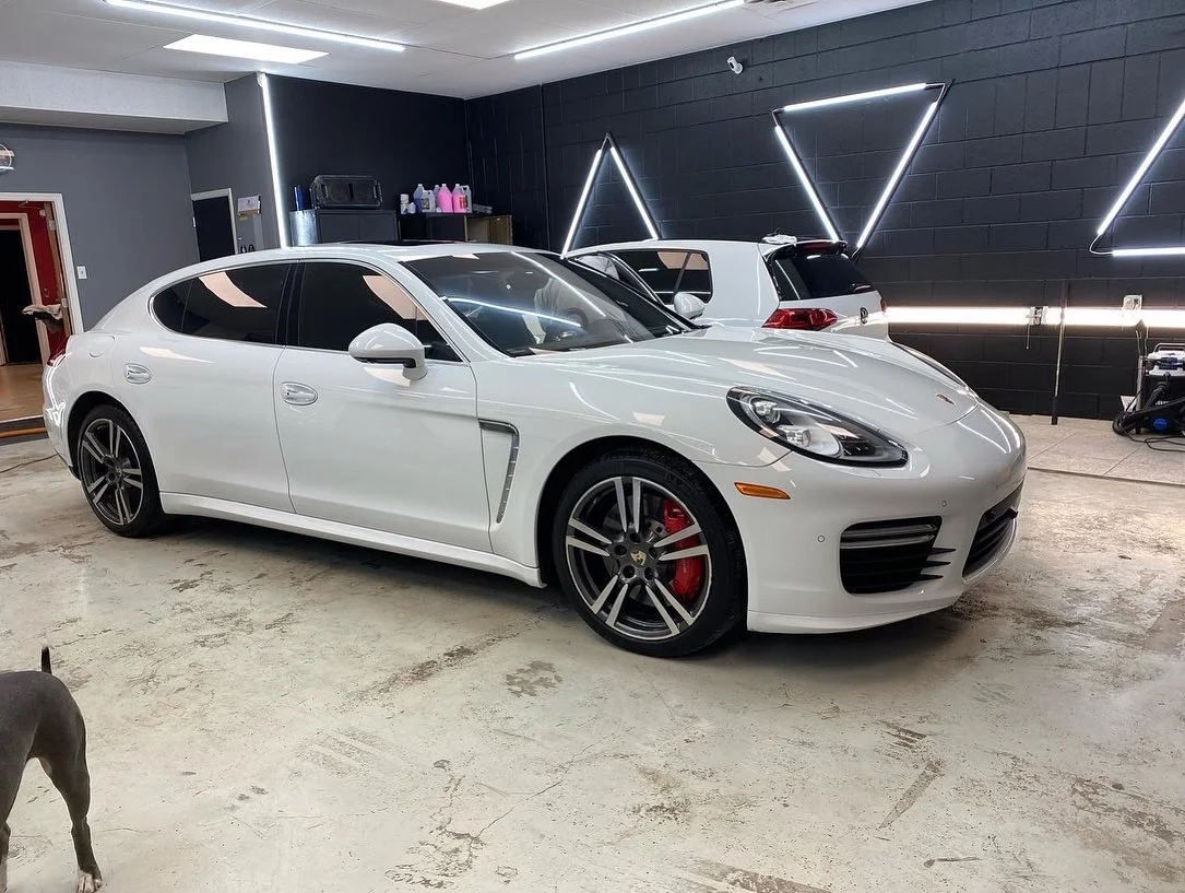 White Porsche Panamera with ceramic coating applied